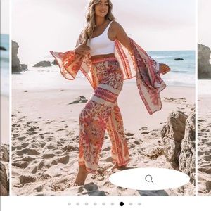 VICI LEEA PRINTED SATUN KIMONO AND PANTS SET Sz Med pant new condition